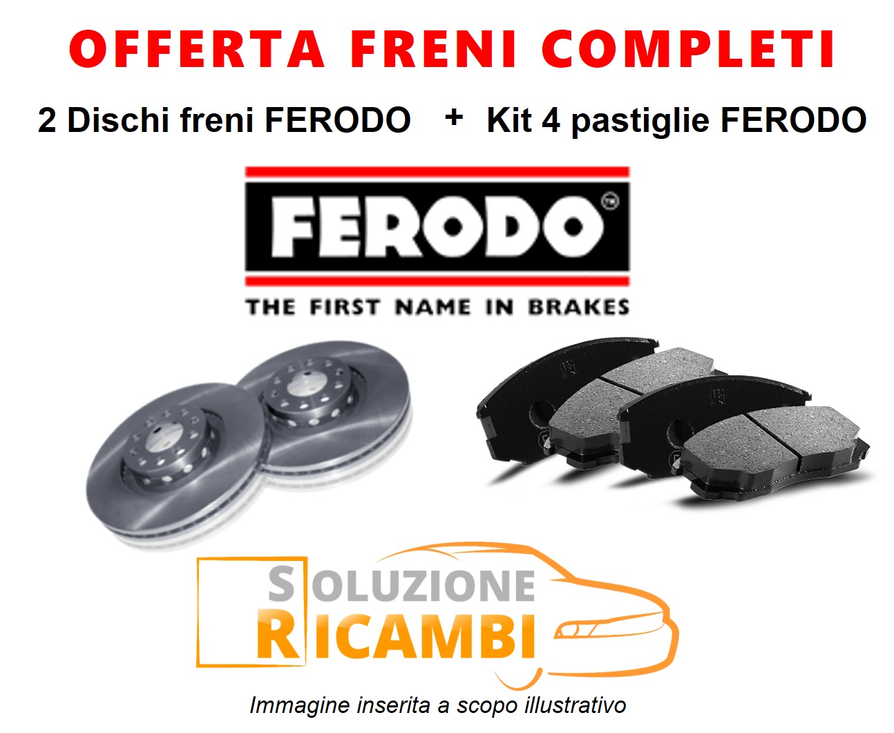Kit Dischi e Pastiglie Freni ANTERIORI Ferodo AUDI A6 Avant '05-'11 2.0 TDI